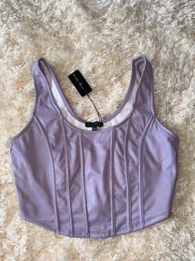 Lavender Sculpted Crop Top with Structured Seams